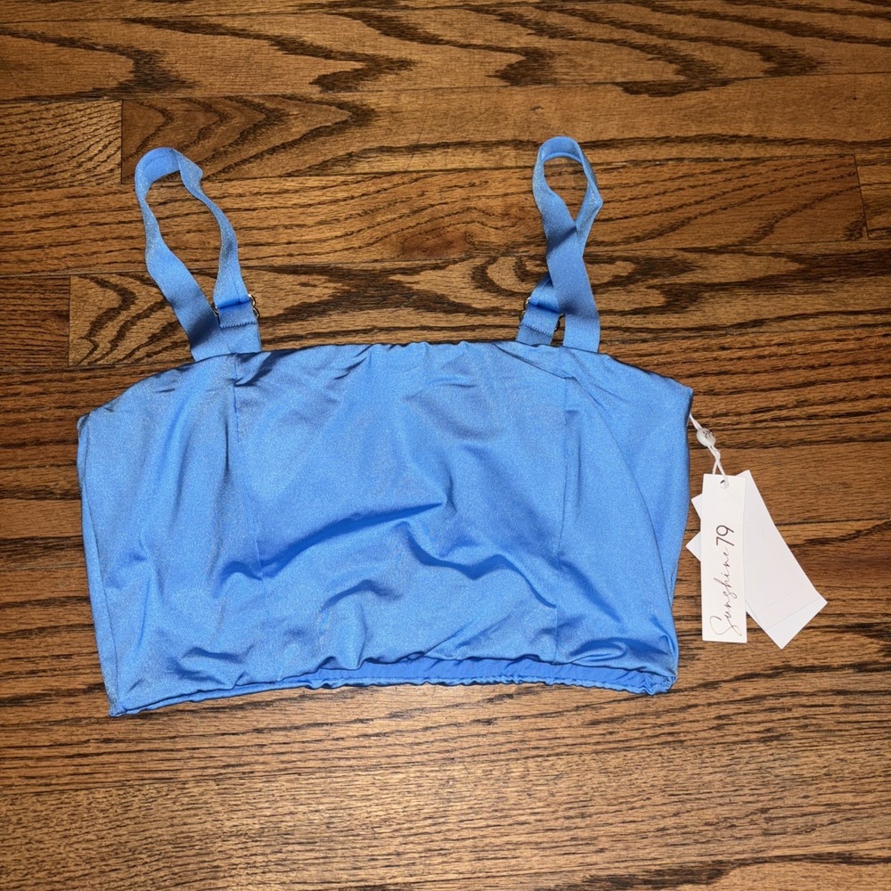 Sunshine 79 women's swimsuit Halter Blue bikini swimsuit top Size 4 summer NWT